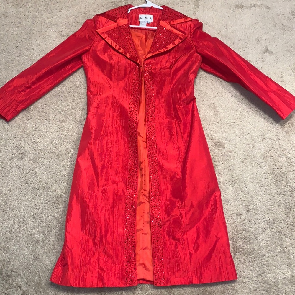 Red Rhinestone Trenchcoat